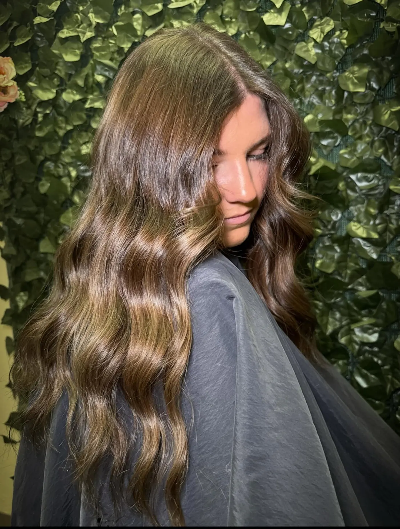 Deep chocolate brunette worn in a long wave — Cosmetology by Cami, Hammond, Louisiana