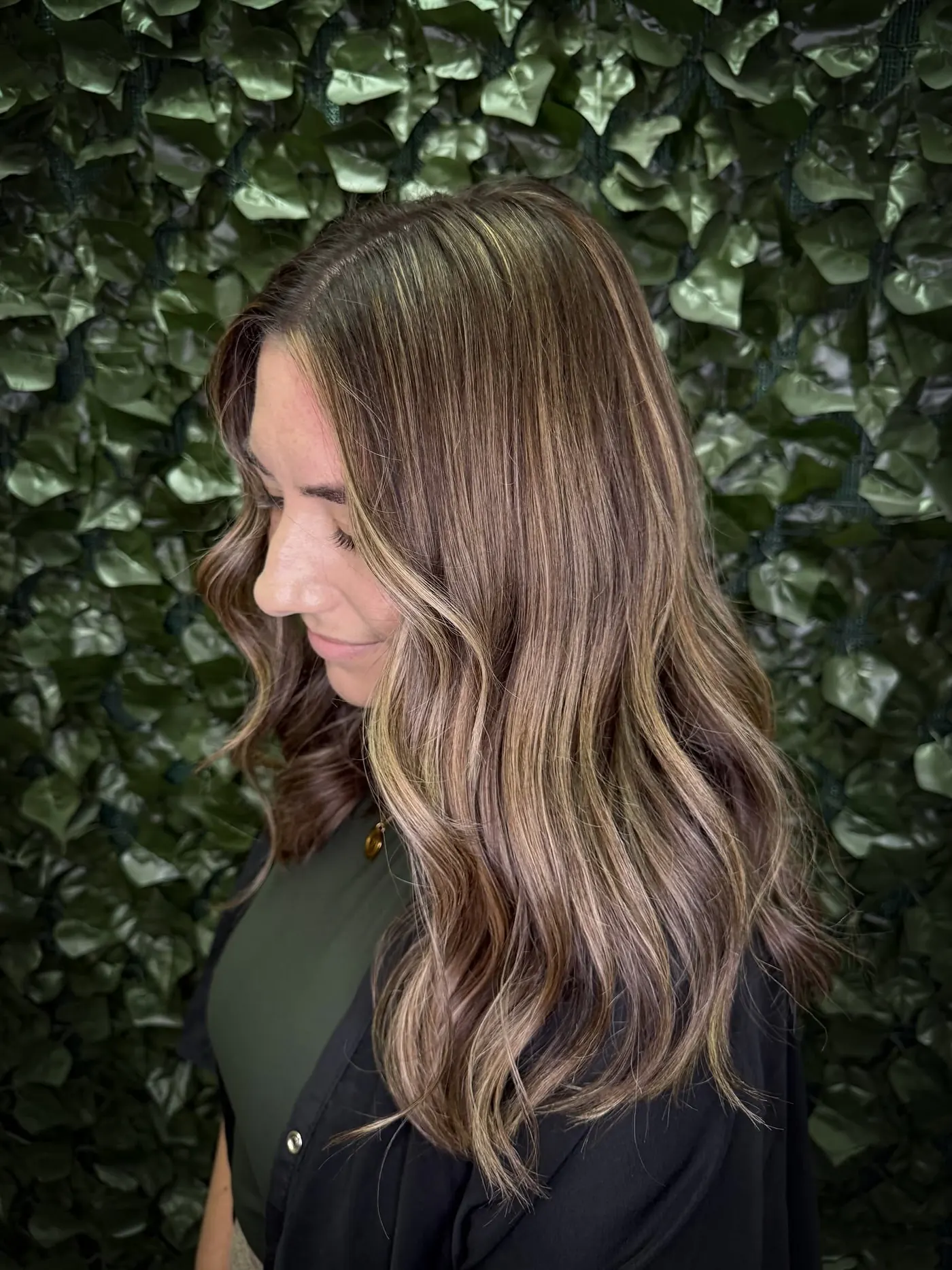 Warm brunette with subtle dimension worn in a soft wave — Cosmetology by Cami, Hammond, Louisiana