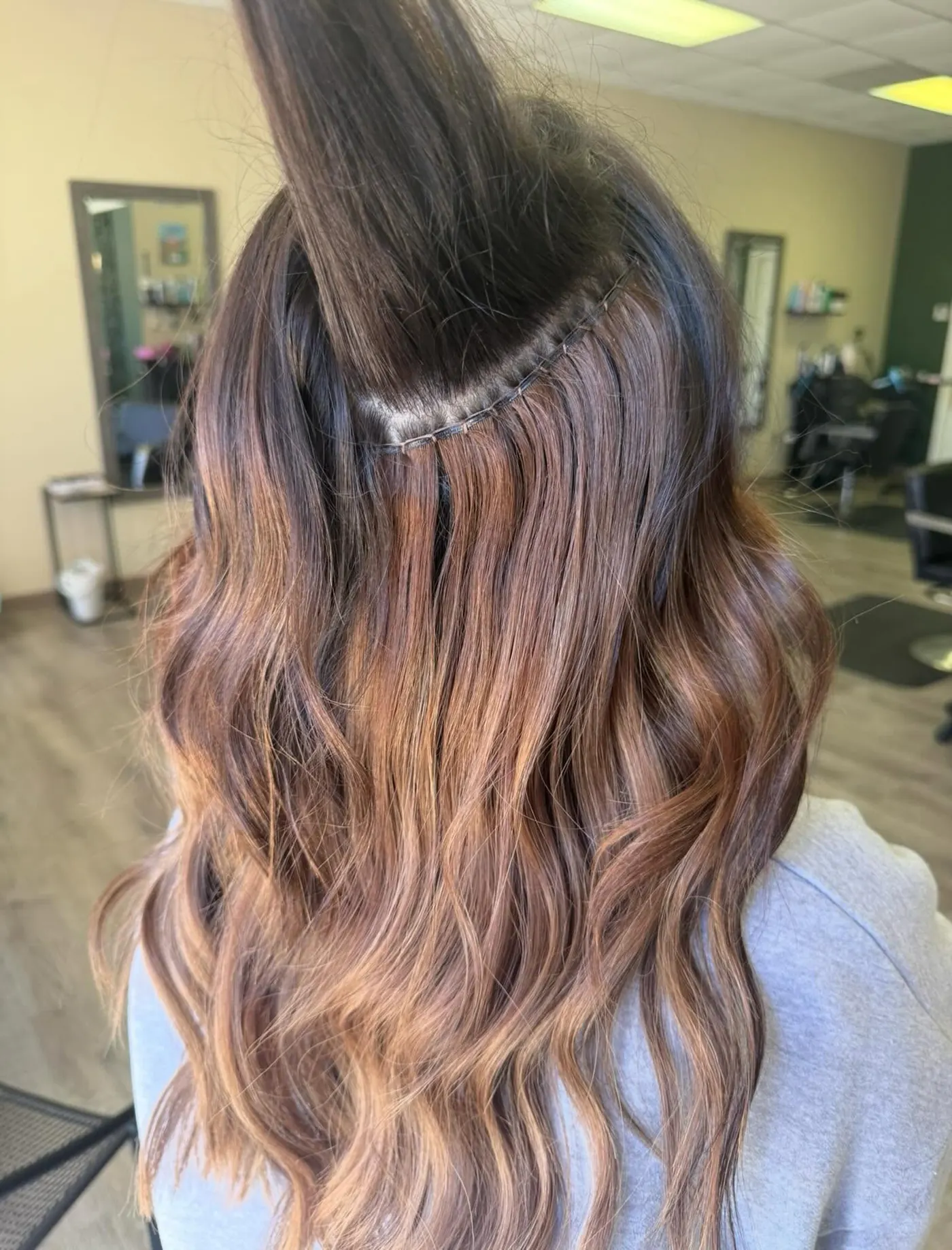 Warm balayage melting from a darker root — Cosmetology by Cami, Hammond, Louisiana
