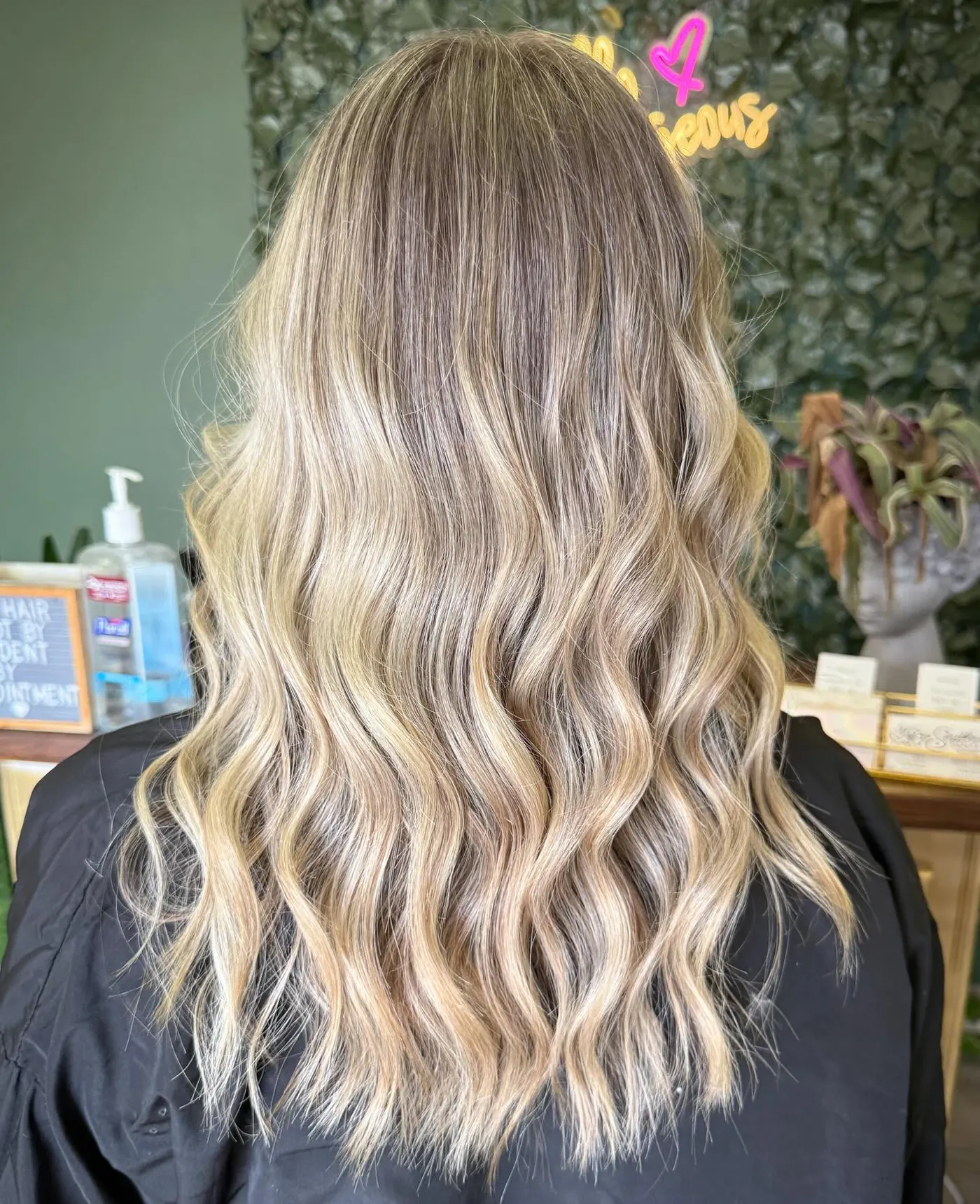 Bright blonde balayage with a soft shadow root — Cosmetology by Cami, Hammond, Louisiana