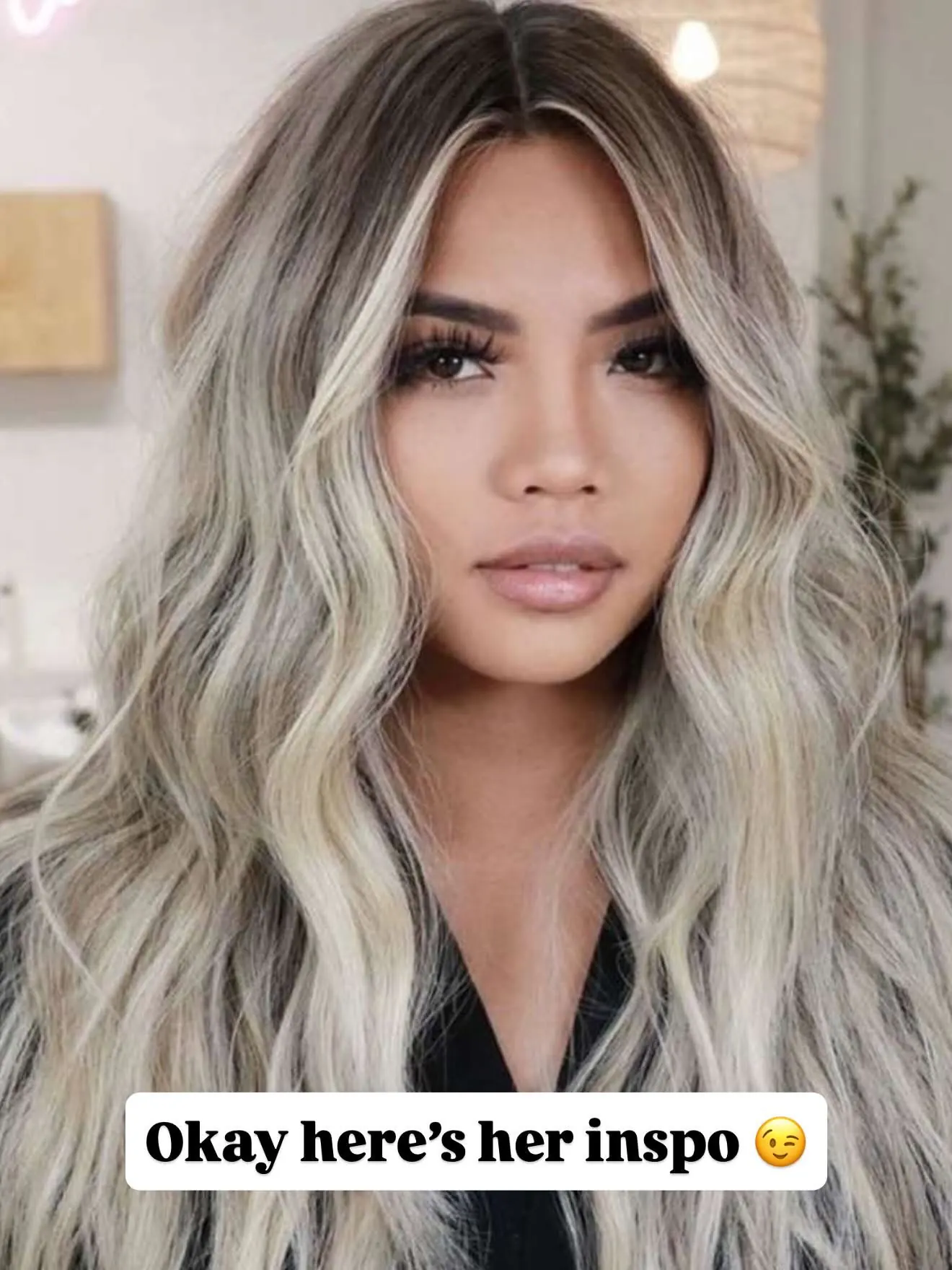 Okay here's her inspo — dimensional blonde with depth at the root — Cosmetology by Cami, Hammond, Louisiana